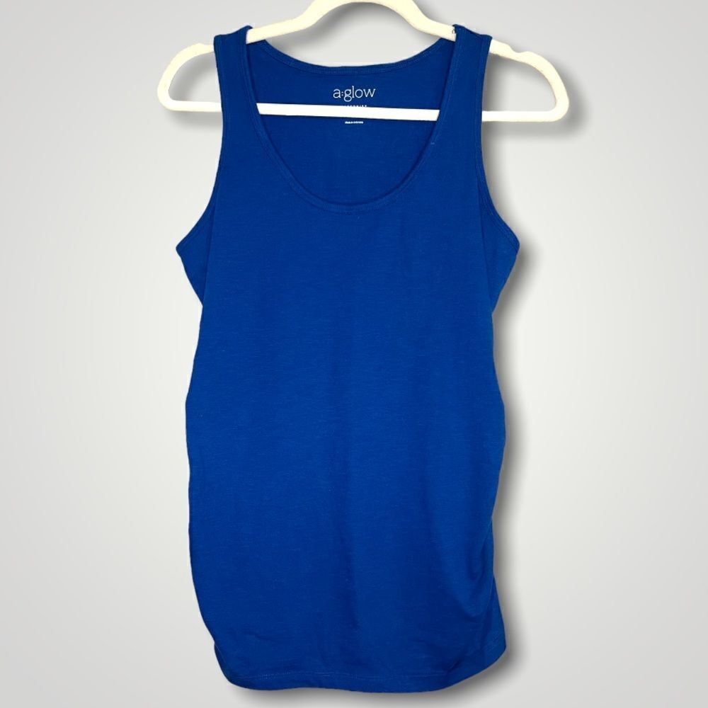 a:glow Blue Maternity Tank Top Size Medium